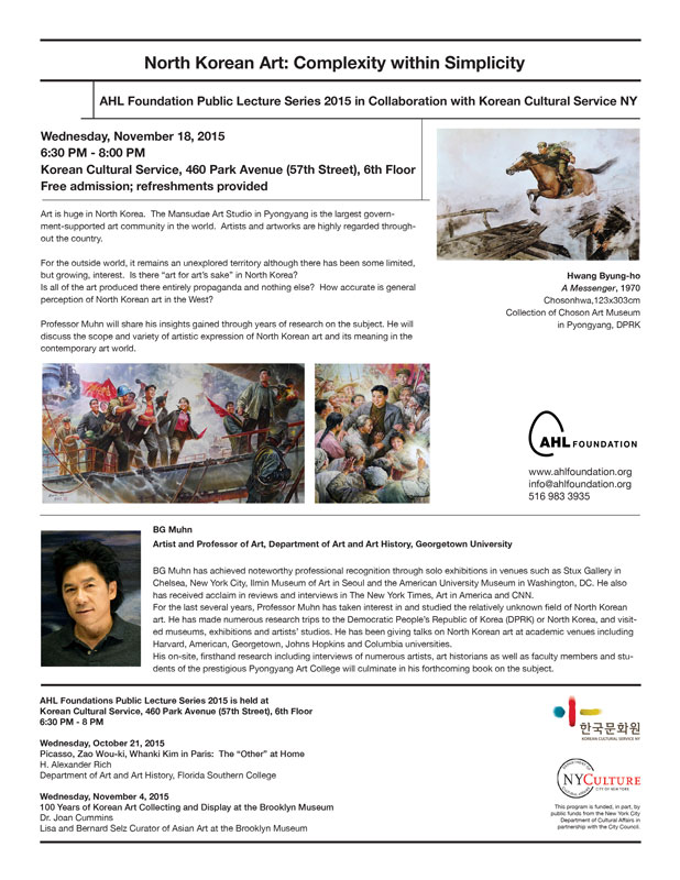 BG Muhn, North Korean Art lecture flyer pdf for download,