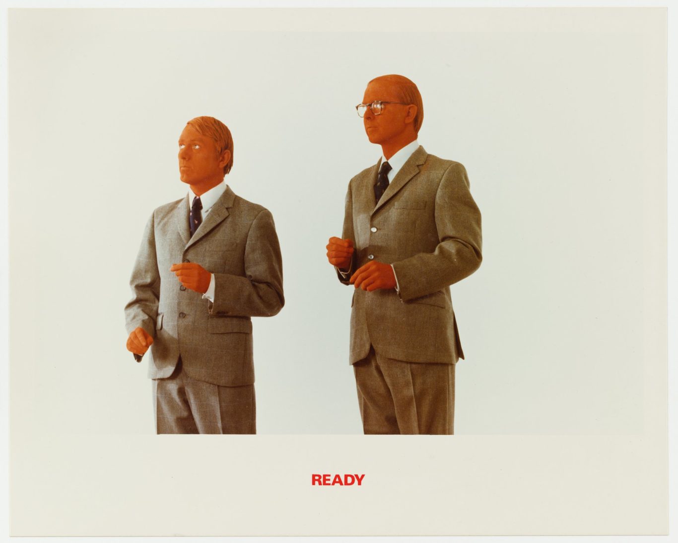 Gilbert & George. The Red Sculpture Album. 1975. Artist’s book of 11 chromogenic color prints with text, 15 3/16 x 19 7/8″ (38.5 x 50.5 cm). 
